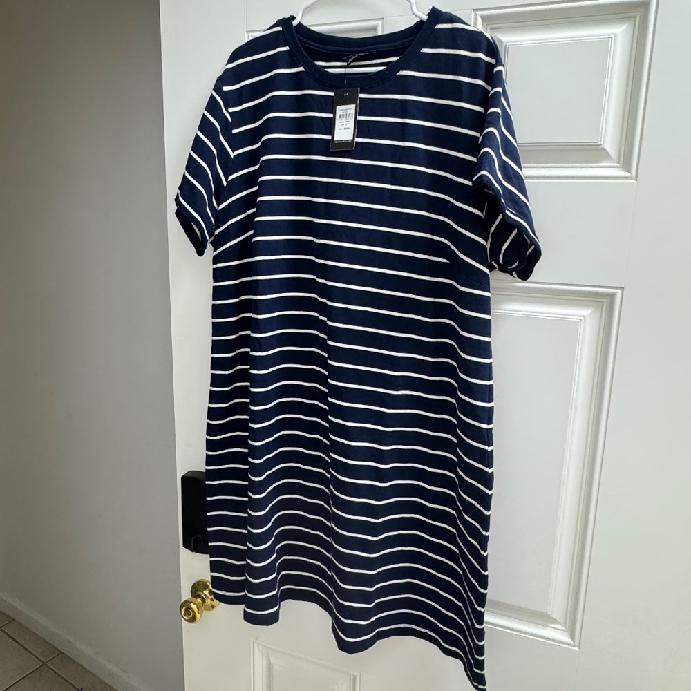 City Chic Super Stripy Tunic Dress Navy XL